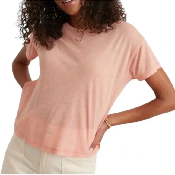 MARINE LAYER | NWT Hemp Cotton Oversized Tee Shirt | Orange Short Sleeve Top XS - Picture 1 of 8